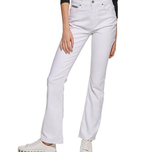 DKNY Womens Solid Flared Jeans, White, Size 25 MSRP $79 - Picture 1 of 1